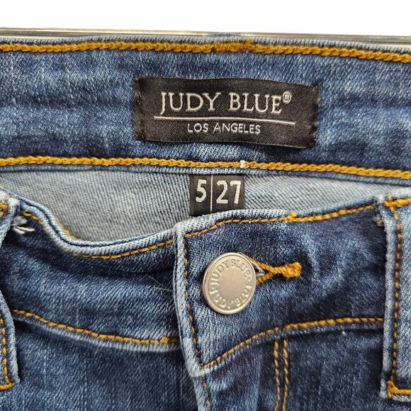 Judy Blue Jeans Womens Size 27 Blue Denim Skinny Distressed Ripped Cheetah - Picture 6 of 10